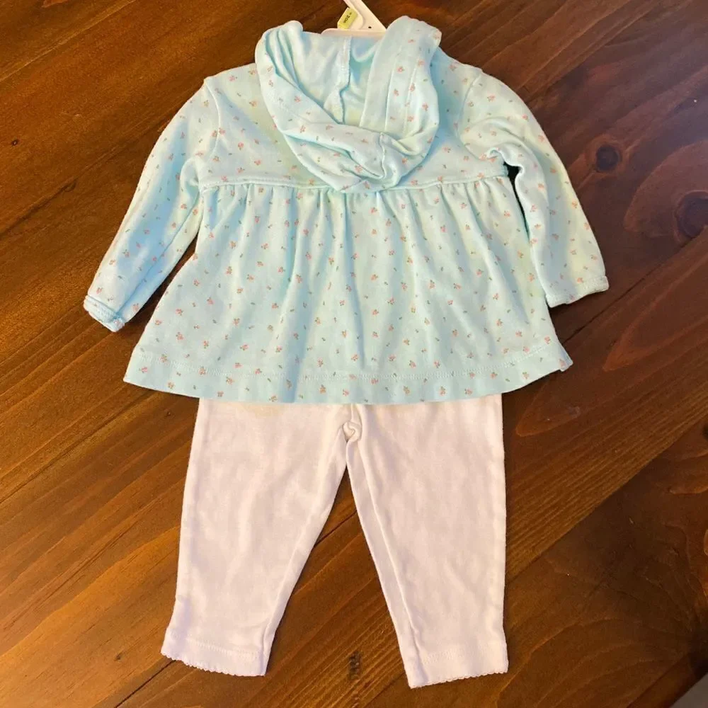 Carters Floral Hoodie Pants Outfit Set